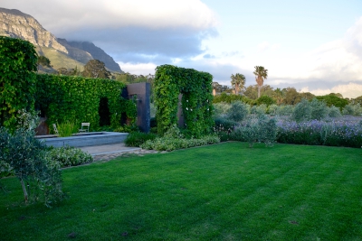 Lawn area in fron of walled garden